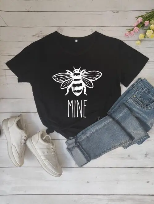 Foreign Trade T-Shirt Mine Bee Design Black - Image 2