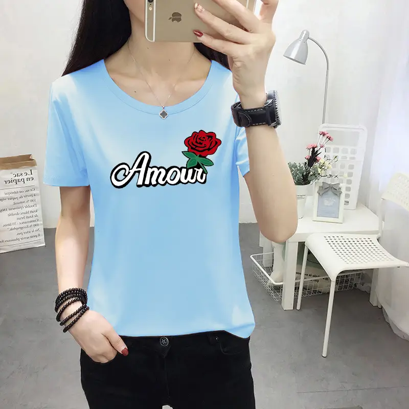 Women Light Blue Kurta T-shirt with Cat Print Summer Casual Wear - Image 21