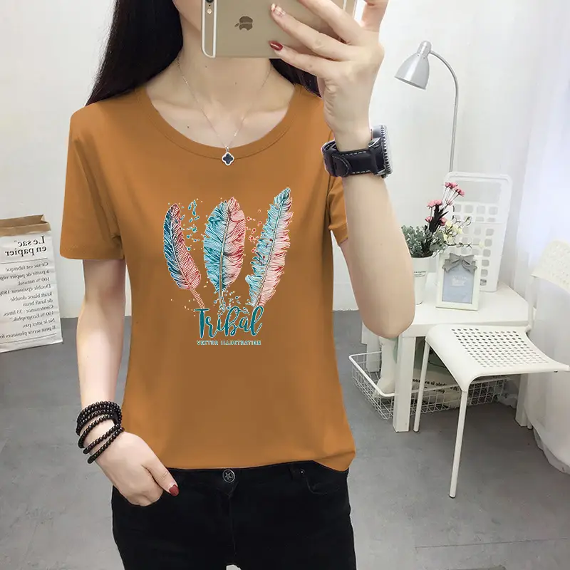Women Light Blue Kurta T-shirt with Cat Print Summer Casual Wear - Image 40