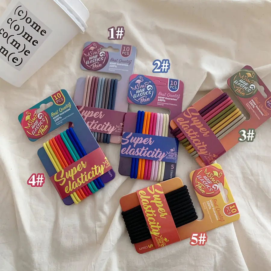 Super Elastic Colorful Hair Ropes 10 Pcs Korean Style - Image 15