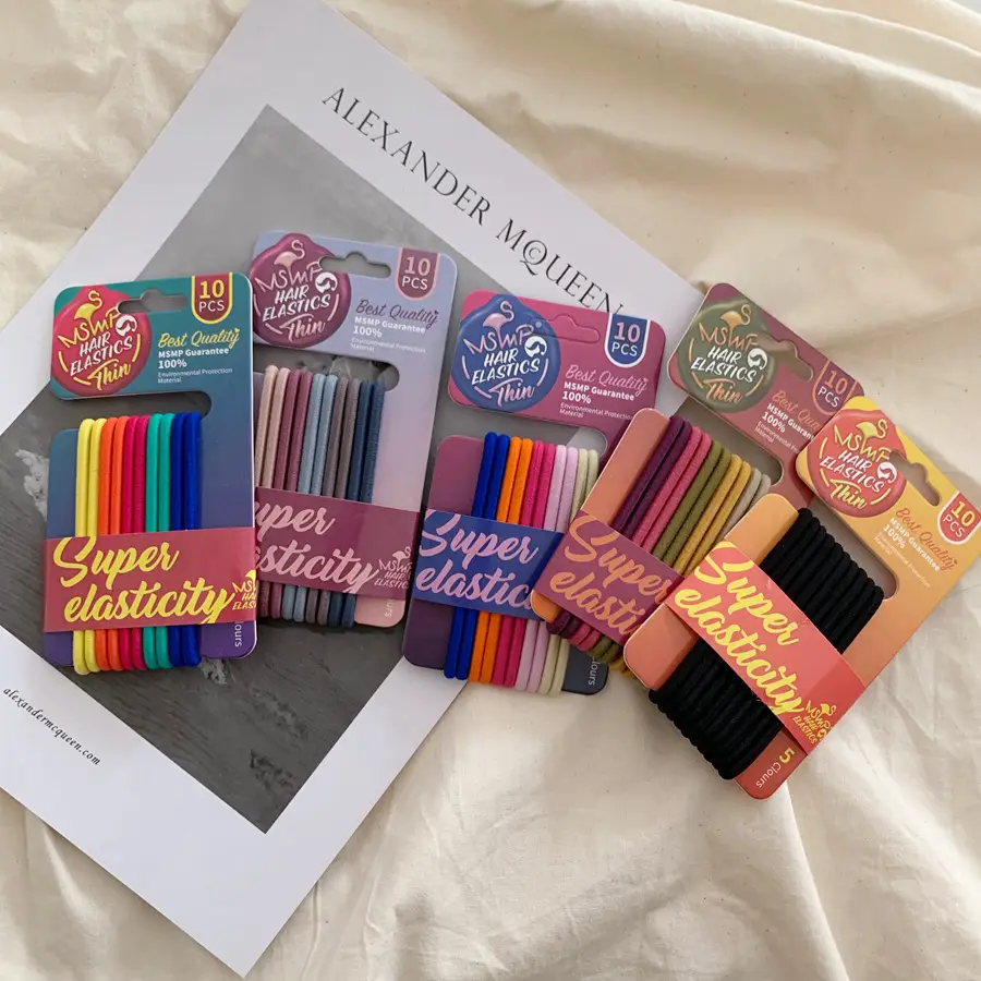 Super Elastic Colorful Hair Ropes 10 Pcs Korean Style - Image 16