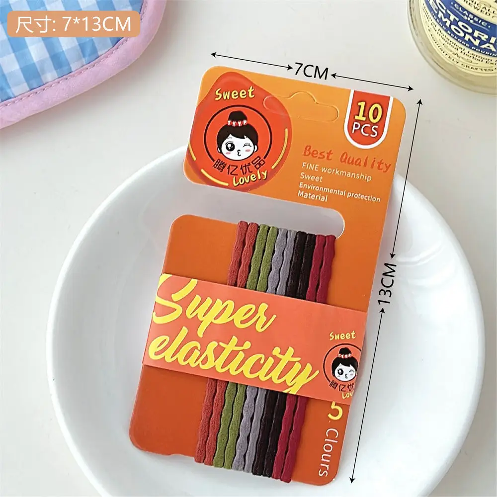 Super Elastic Colorful Hair Ropes 10 Pcs Korean Style - Image 7