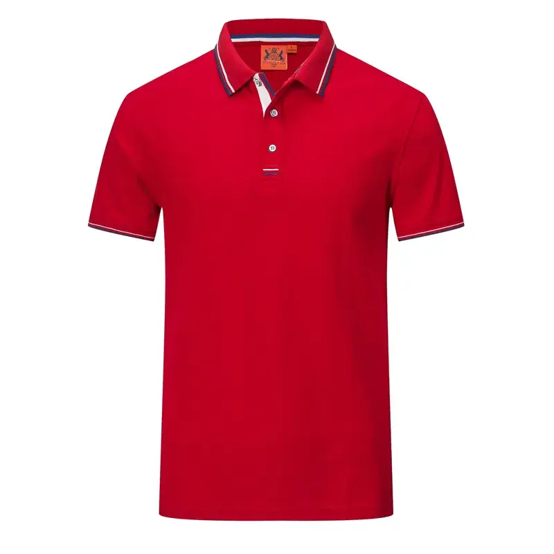 Men Blue Polo Shirt with Red Trim - Image 2