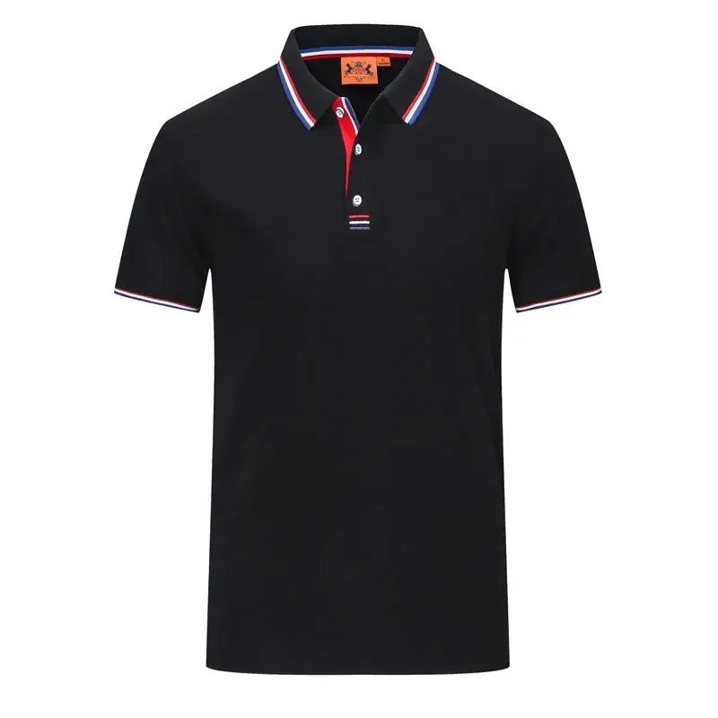 Men Blue Polo Shirt with Red Trim - Image 3