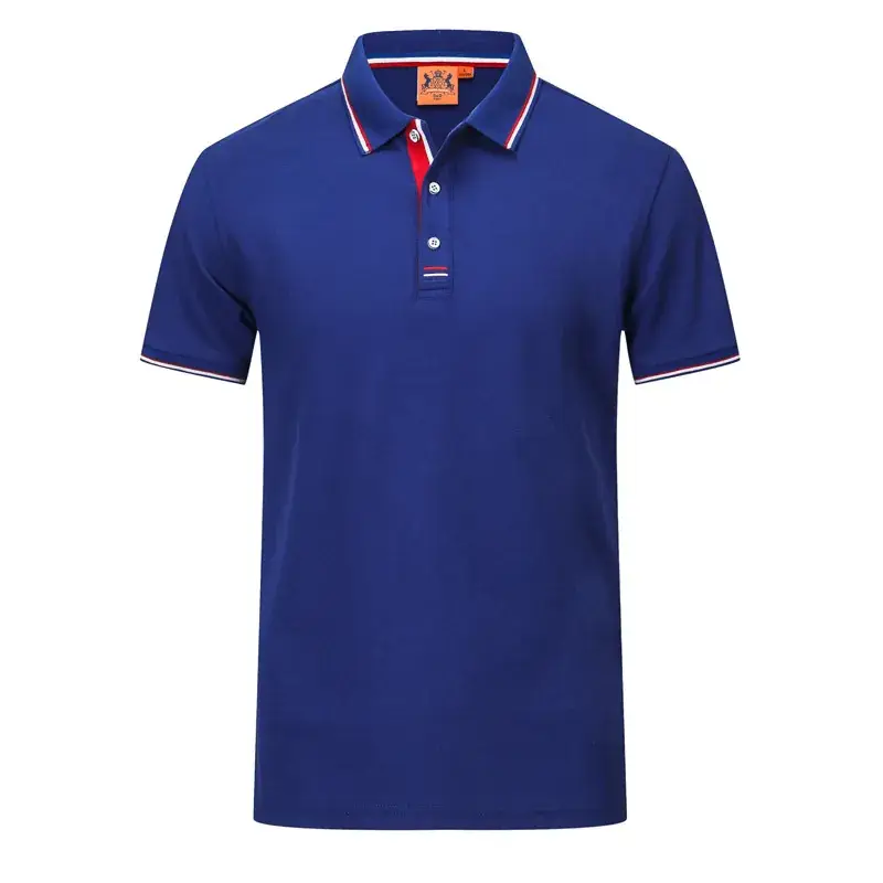 Men Blue Polo Shirt with Red Trim - Image 4