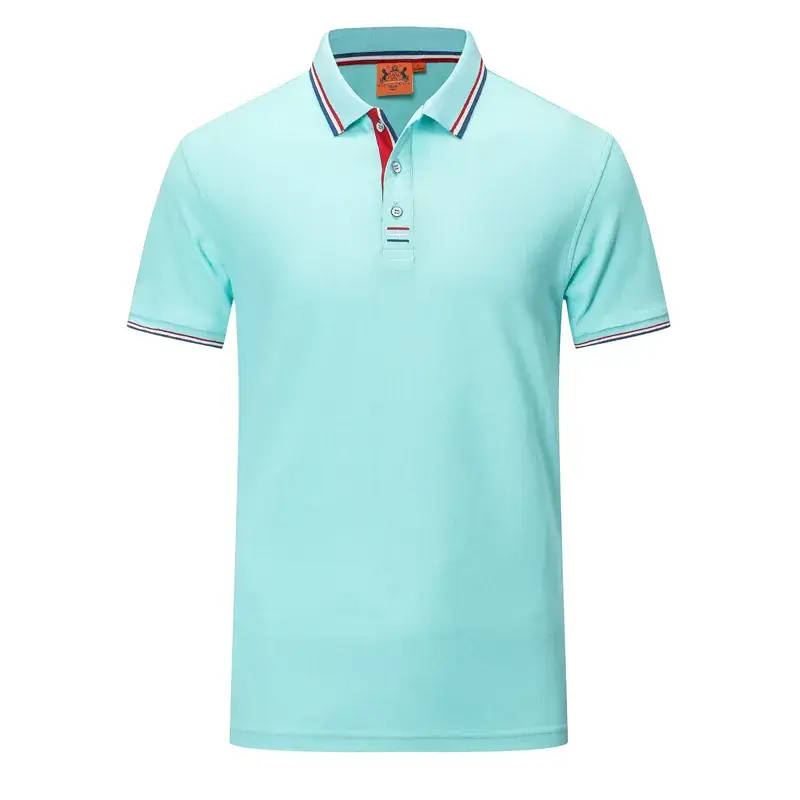 Men Blue Polo Shirt with Red Trim - Image 5