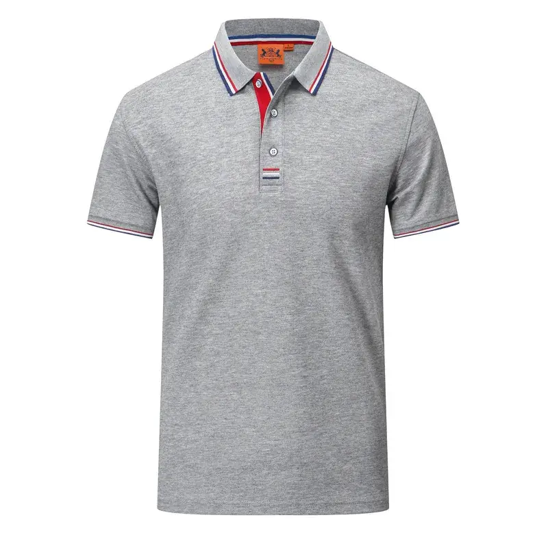 Men Blue Polo Shirt with Red Trim - Image 6