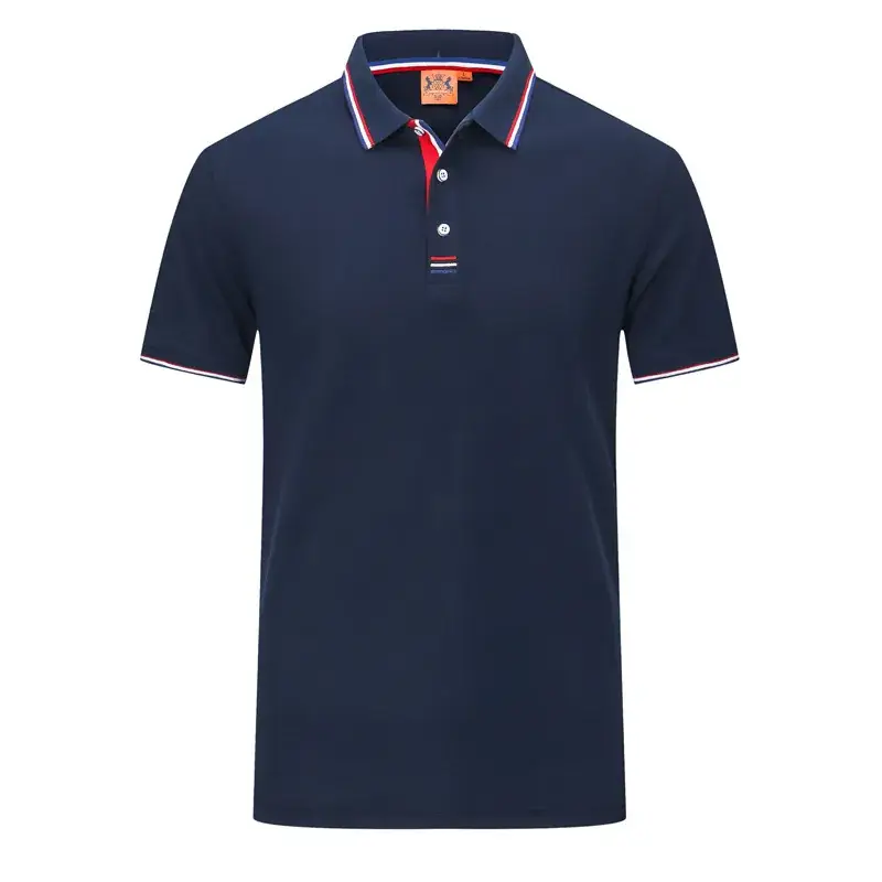 Men Blue Polo Shirt with Red Trim - Image 7