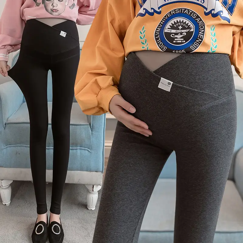 Maternity Leggings Low Waist High Waist Belly Support - Image 5