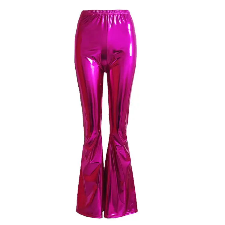 Cross-border Women's Bright Leather Flared Pants with Elastic Waist - Image 9