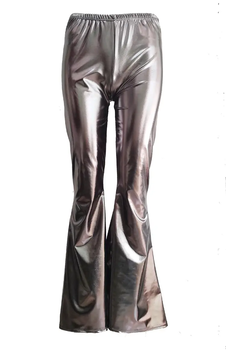 Cross-border Women's Bright Leather Flared Pants with Elastic Waist - Image 11
