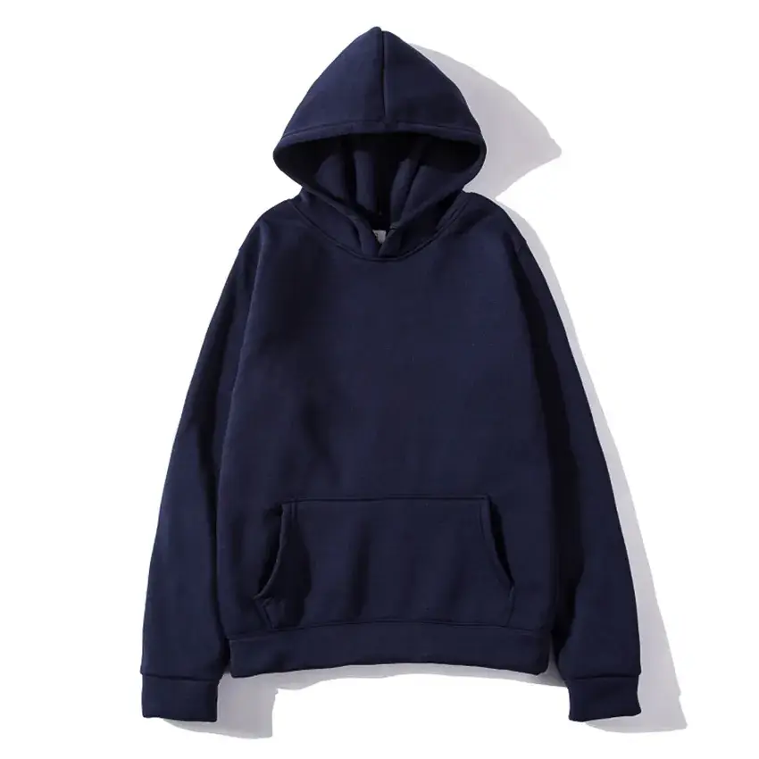 Men Winter Solid Fleece Hoodie Purple - Image 9