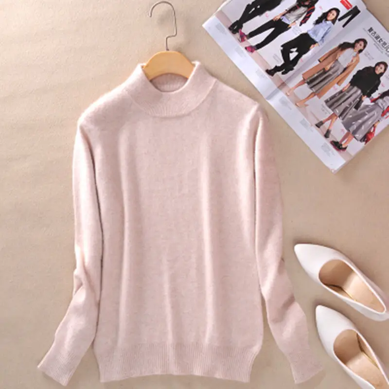 Women Half Turtleneck Sweater Candy Color Wool Knit