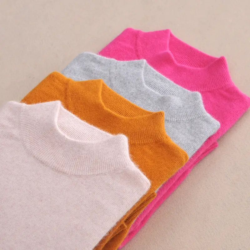 Women Half Turtleneck Sweater Candy Color Wool Knit