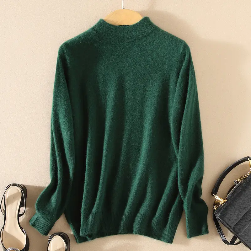 Women Half Turtleneck Sweater Candy Color Wool Knit