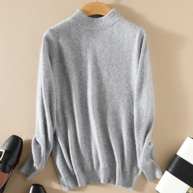 Women Half Turtleneck Sweater Candy Color Wool Knit