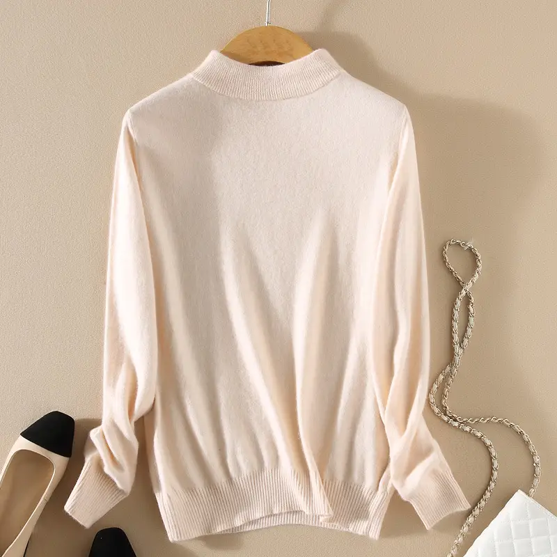 Women Half Turtleneck Sweater Candy Color Wool Knit