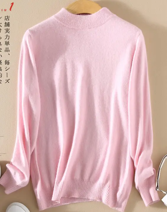 Women Half Turtleneck Sweater Candy Color Wool Knit