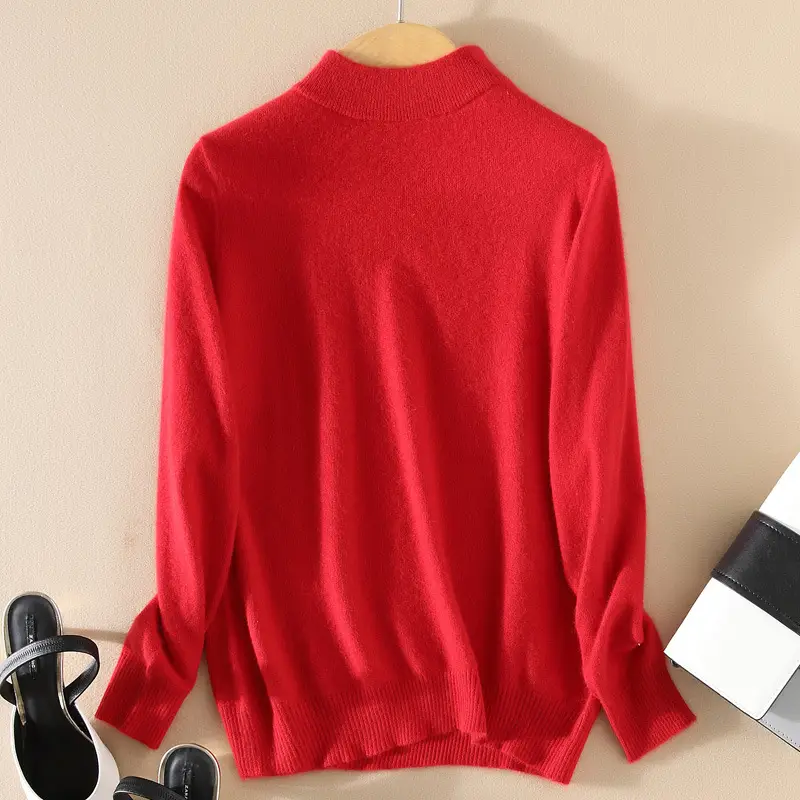 Women Half Turtleneck Sweater Candy Color Wool Knit