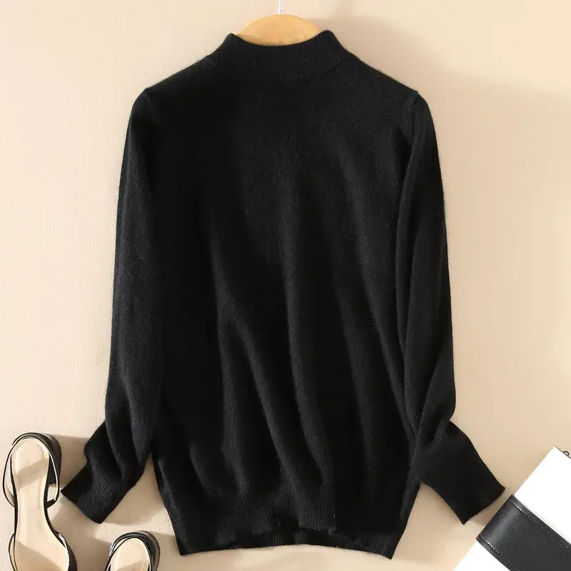 Women Half Turtleneck Sweater Candy Color Wool Knit