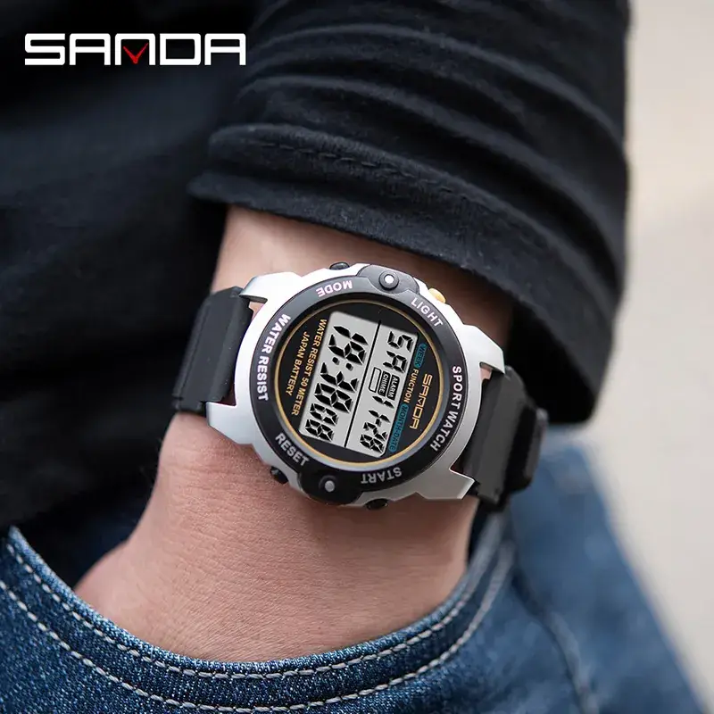 Sanda Men's Waterproof Digital Sports Watch Black