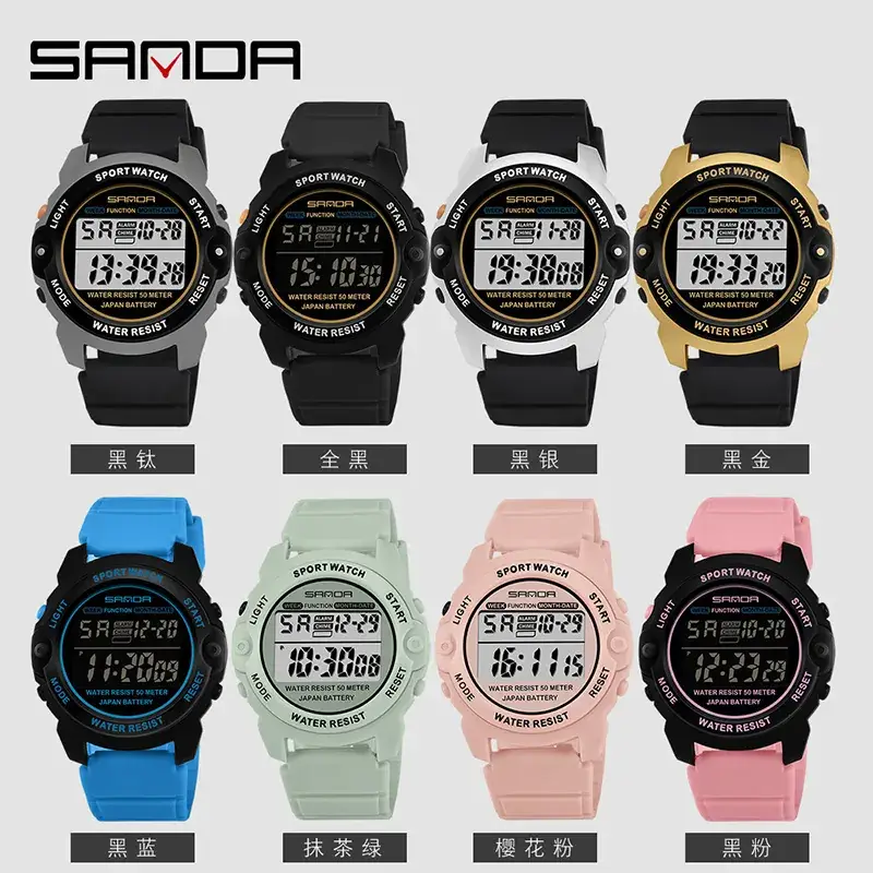 Sanda Men's Waterproof Digital Sports Watch Black