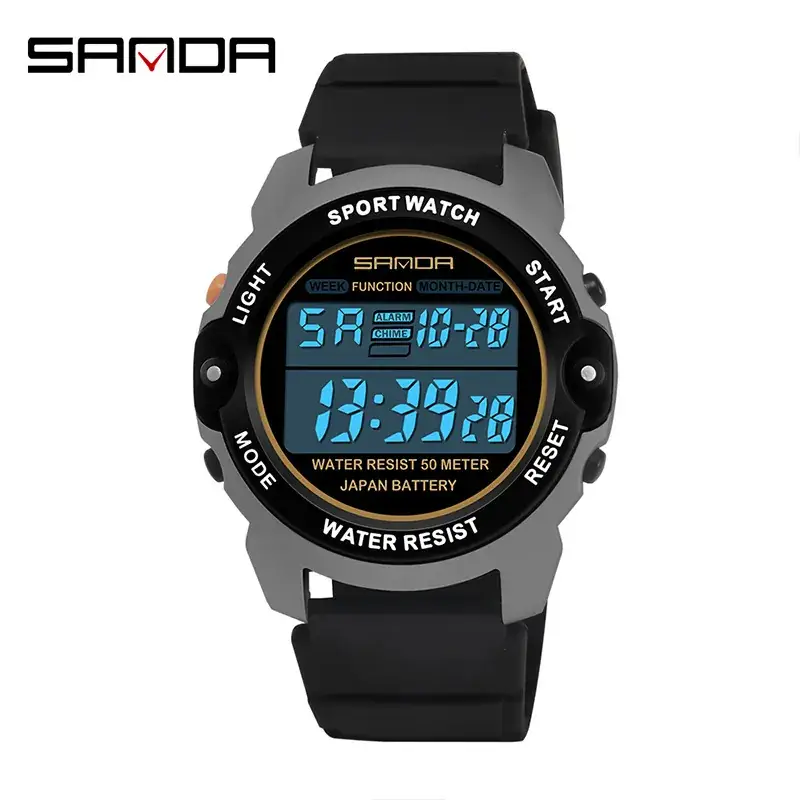 Sanda Men's Waterproof Digital Sports Watch Black