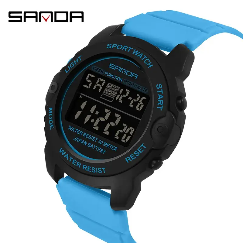 Sanda Men's Waterproof Digital Sports Watch Black
