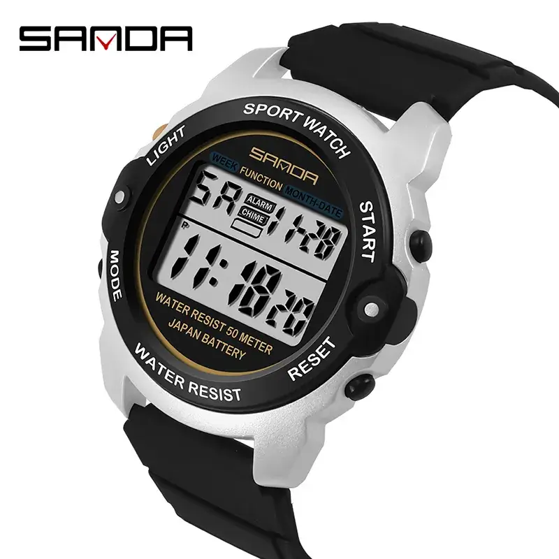 Sanda Men's Waterproof Digital Sports Watch Black