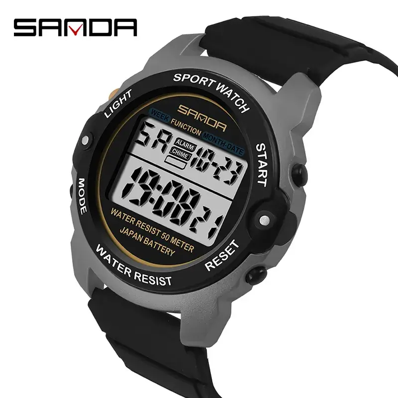 Sanda Men's Waterproof Digital Sports Watch Black