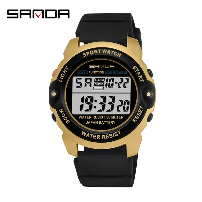 Sanda Men's Waterproof Digital Sports Watch Black