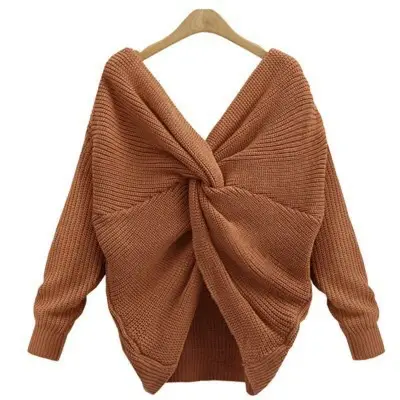 European Bat Sleeve Knitted Sweater for Women