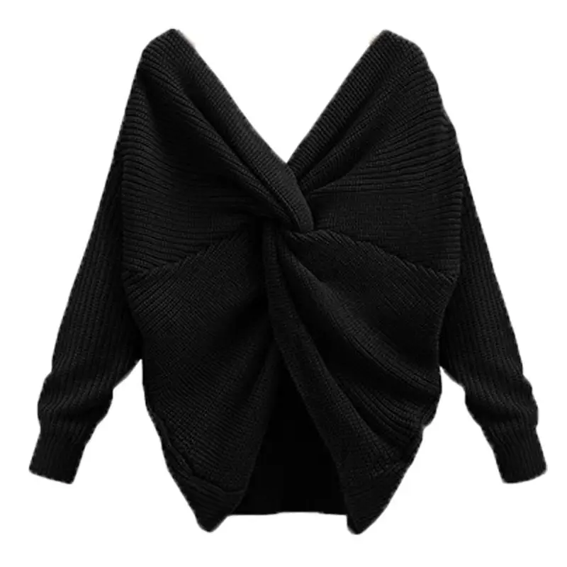 European Bat Sleeve Knitted Sweater for Women