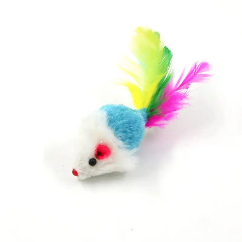 Plush mouse cat toy colorful feather cat toy simulation mouse cat toy pet toy