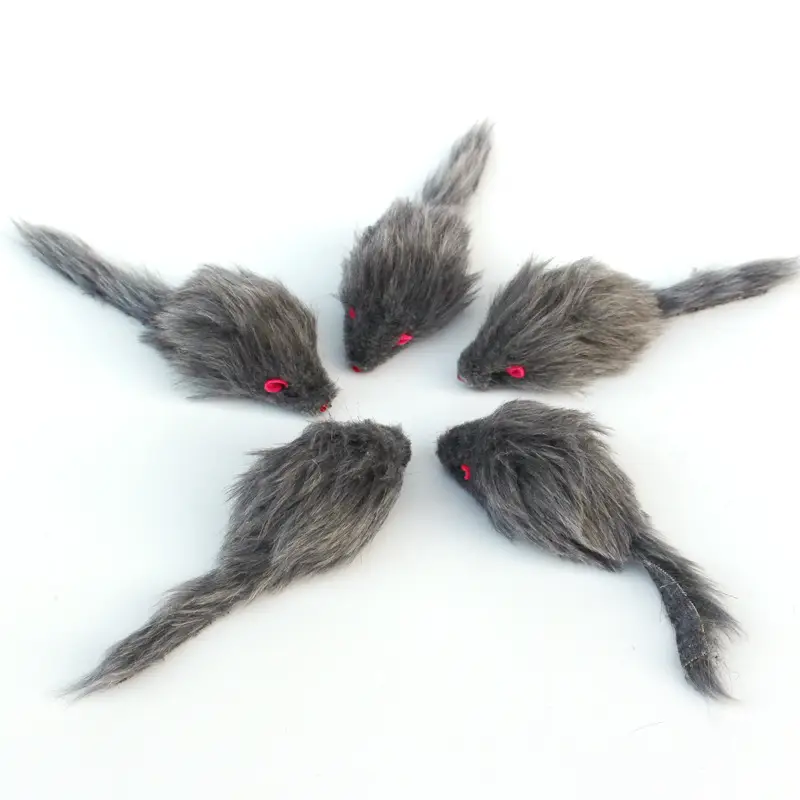 Plush mouse cat toy colorful feather cat toy simulation mouse cat toy pet toy