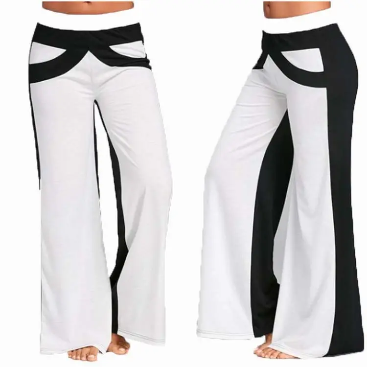Women's Gray Black Wide Leg Yoga Pants Spring Summer - Image 6