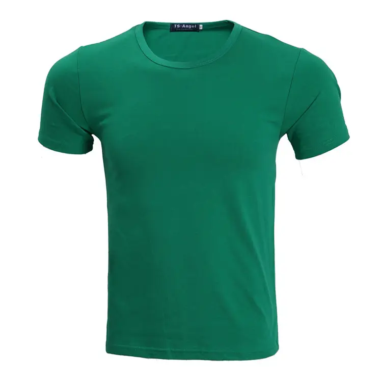 Men Women Cotton T-Shirt Green Light Blue Round Neck - Image 2