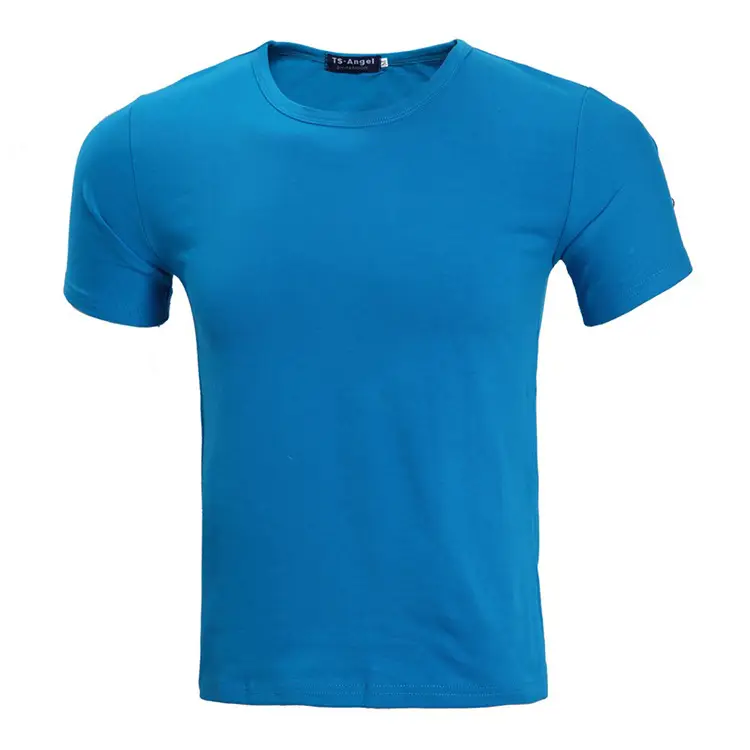 Men Women Cotton T-Shirt Green Light Blue Round Neck - Image 4