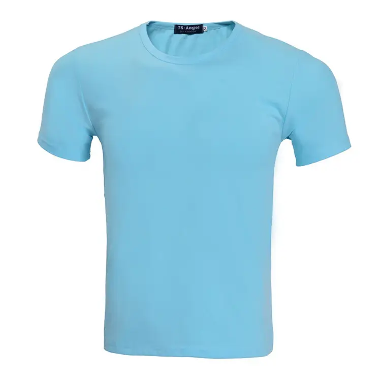 Men Women Cotton T-Shirt Green Light Blue Round Neck - Image 7