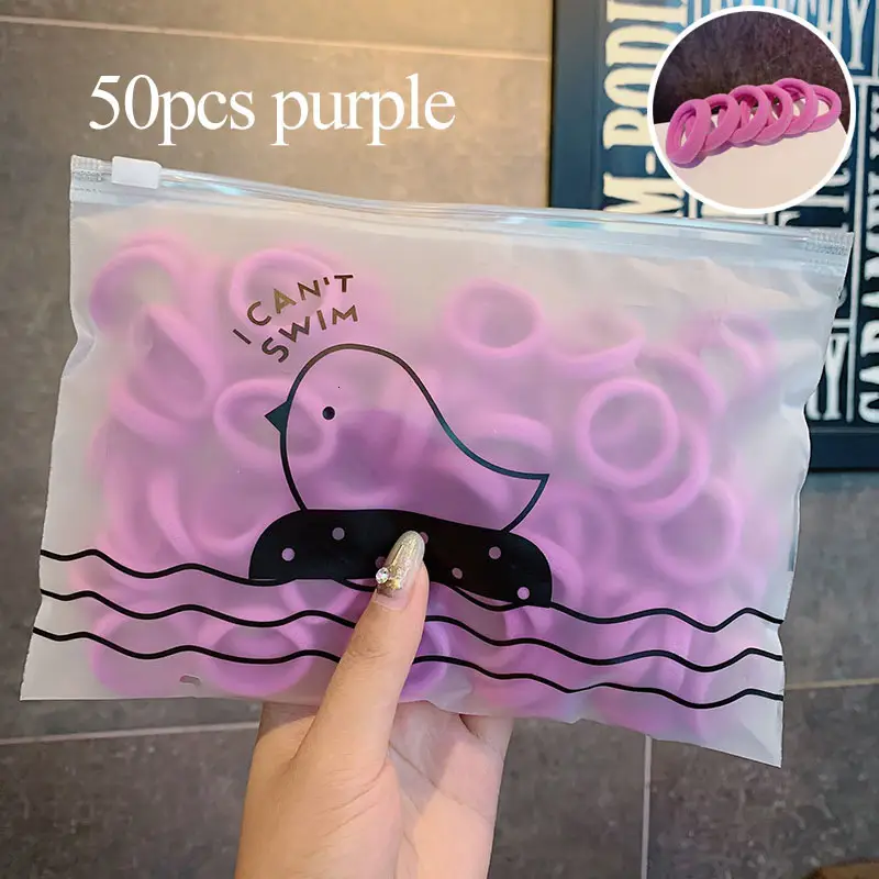 Purple Rubber Hair Bands for Women - 50 Pcs - Image 26