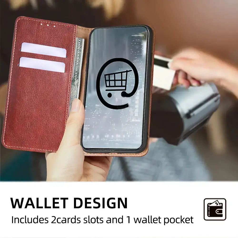 Black Leather Magnetic Phone Case for iPhone 15 Pro — feature 11