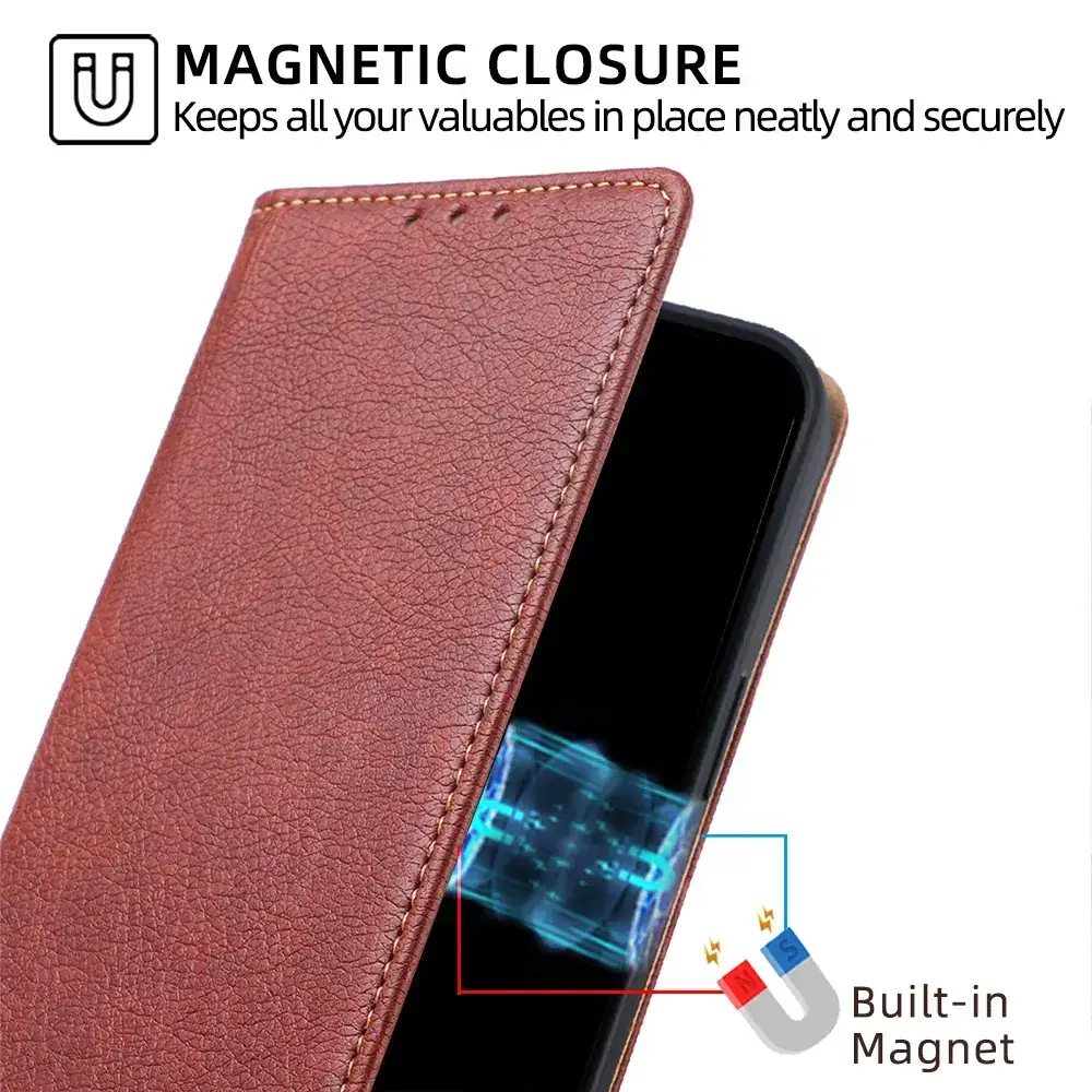 Black Leather Magnetic Phone Case for iPhone 15 Pro — feature 13