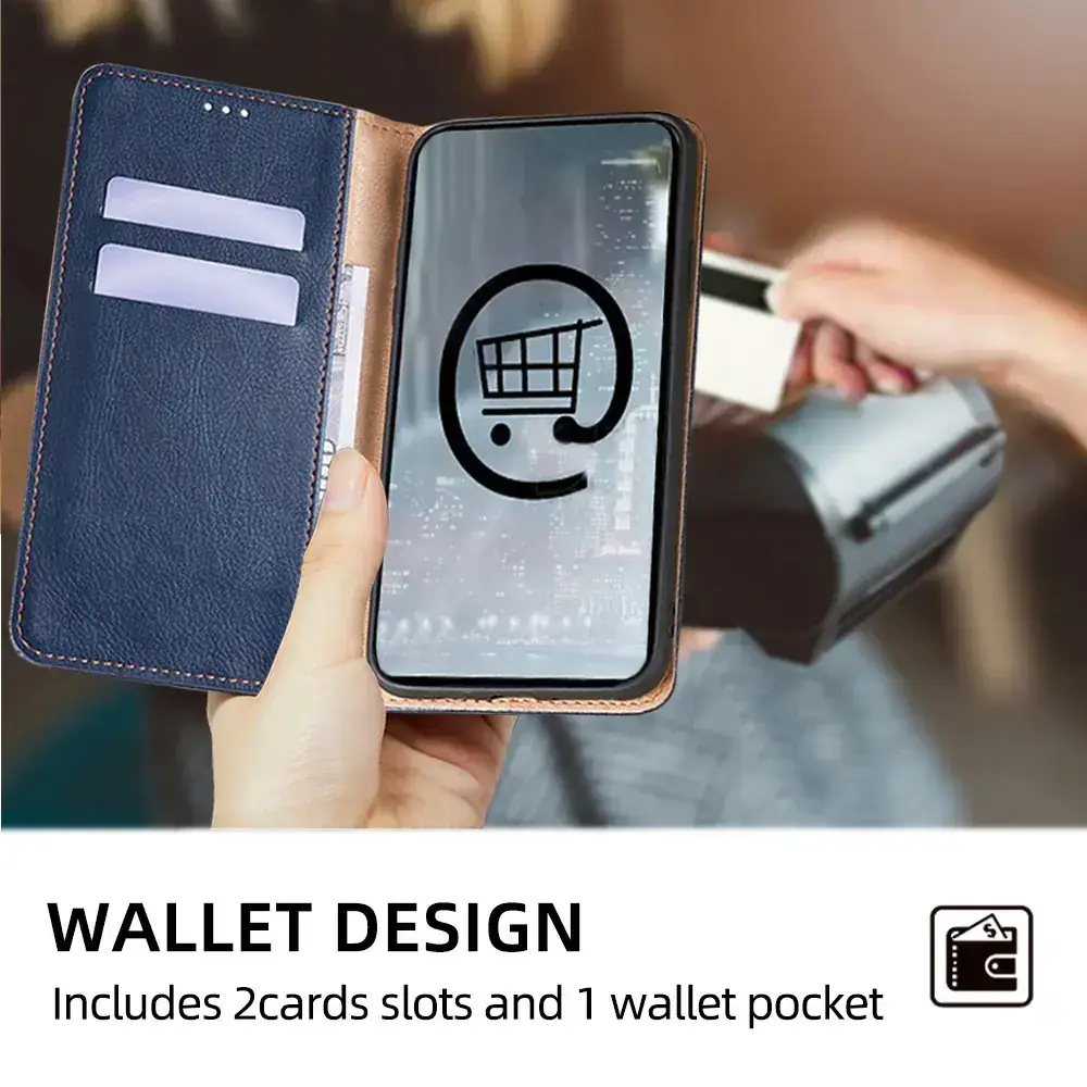 Black Leather Magnetic Phone Case for iPhone 15 Pro — feature 17
