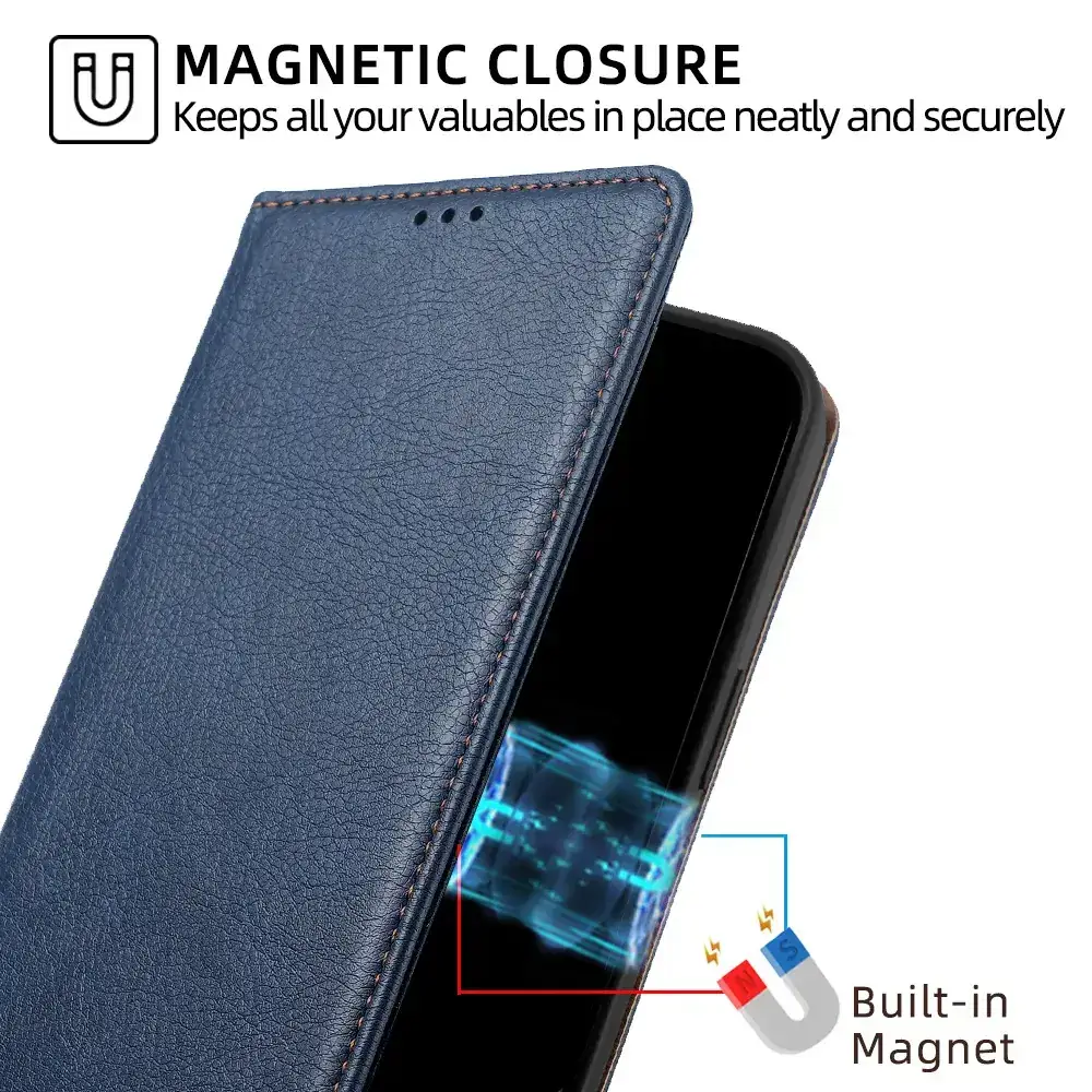 Black Leather Magnetic Phone Case for iPhone 15 Pro — feature 19