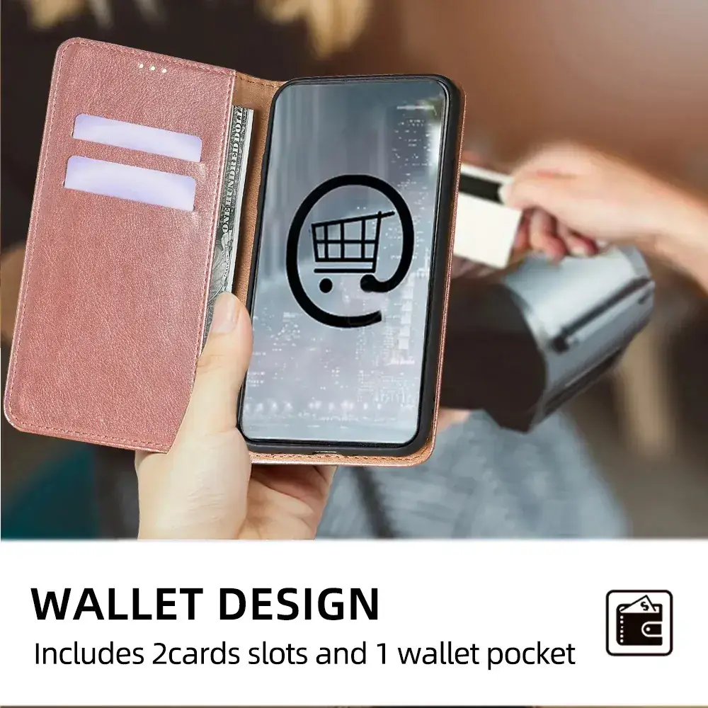 Black Leather Magnetic Phone Case for iPhone 15 Pro — feature 23