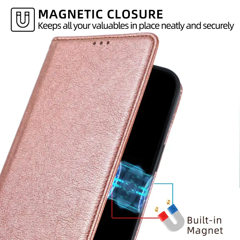 Black Leather Magnetic Phone Case for iPhone 15 Pro — feature 25