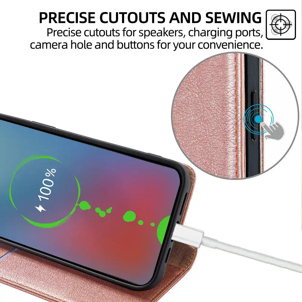 Black Leather Magnetic Phone Case for iPhone 15 Pro — feature 26