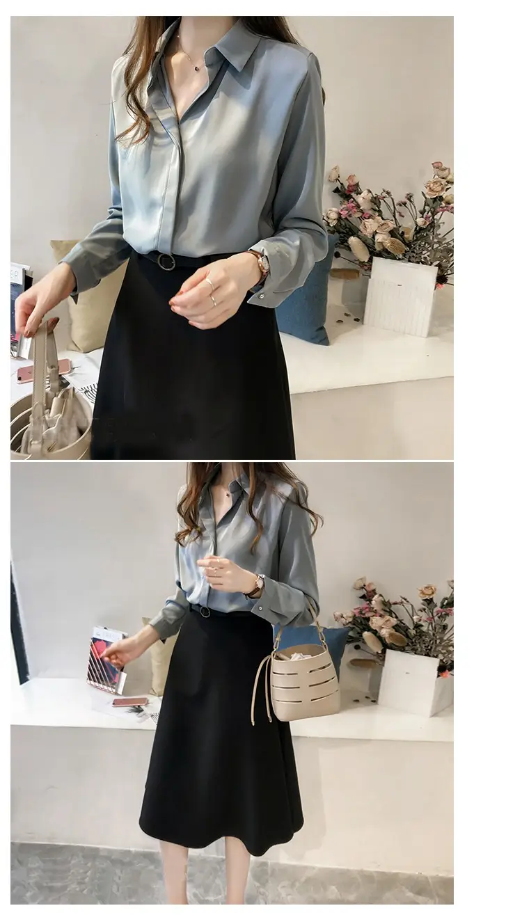 Korean Style Chiffon White Long Sleeve Shirt Large — feature 4