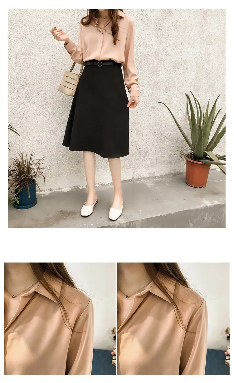 Korean Style Chiffon White Long Sleeve Shirt Large — feature 6