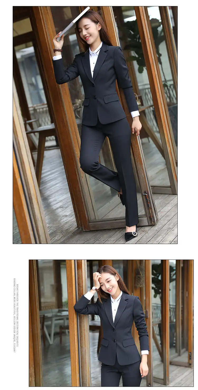 Professional Women's Black Suit Two-Piece Set Spring Autumn Winter — feature 11